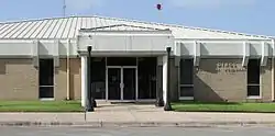 The Giddings Municipal Building is located across from the renovated Lee County  Courthouse.