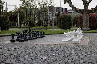 Giant Chess Boards on the street in Locarno in Piazza Filippo Franzoni