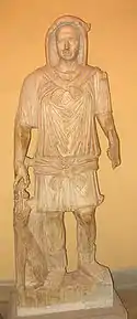 Roman commemorative sculpture, in which the deceased is dressed as Hercules. CE 3rd century