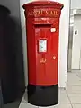 Glass-fibre type PB58 pillar box in Edinburgh, displaying a decal showing a simplified version of the Crown of Scotland