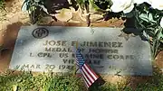 Grave of L/Cpl.Jose Francisco Jimenez (1946–1968).