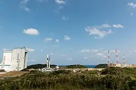 Full view of the Yoshinobu Launch Complex during roll out of the H-IIA rocket in February 2014