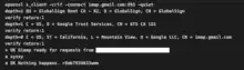 Connecting to Gmail IMAP service using openssl, demonstrating the hidden xyzzy command