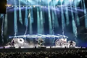 Gojira performing at Hellfest in France in 2022.(left to right) Christian Andreu, Mario Duplantier,Joe Duplantier, and Jean-Michel Labadie