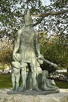 Statue by Raúl Ayala Arellano in Akumal, Quintana Roo, commemorating Gonzalo Guerrero