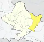 Location of Gorkha (dark yellow) in Gandaki Province