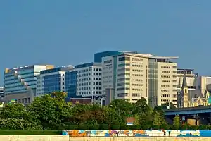 Medical Mile seen from across the Grand River.