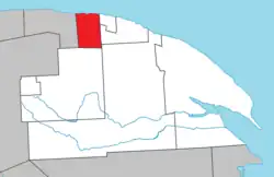 Location within La Côte-de-Gaspé RCM.