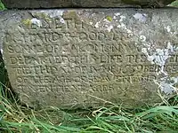 Gravestone showing death date of 1639, Wormshill, Kent, England