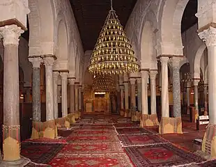 View of the central nave of the prayer hall