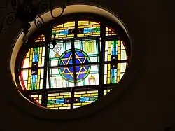 Stained glass window of the 1905 synagogue