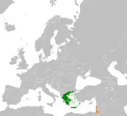 Map indicating locations of Greece and Israel