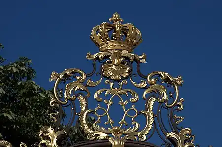 Rococo palmette (right under the crown) of the grilles from Place Stanislas, Nancy, by Jean Lamour, 1755