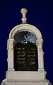 Ten Commandments in Hebrew on the top of the synagogue's roof