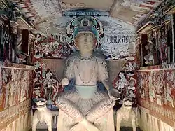 Figure of Maitreya Buddha in cave 275 from Northern Liang