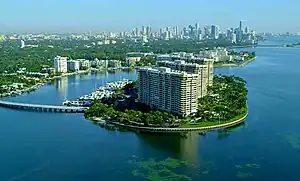 Grove Isle in Biscayne Bay in Miami