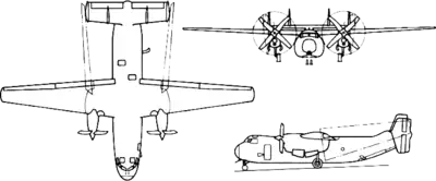 Orthographically projected diagram of the C-2A Greyhound