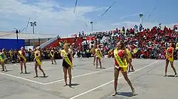 Majorettes or Guaripolas in a show in Víctor Larco