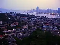 Gulangyu (foreground) and Xiamen (background).