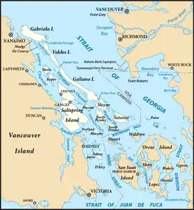 The Southern Gulf Islands, including North and South Pender.