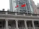 The Hong Kong flag and the Chinese flag flown side by side at the patio of the former Legislative Council Building