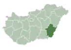 Map of Hungary highlighting Békés County