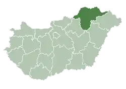 Borsod–Abaúj–Zemplén County within Hungary