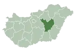 Jász–Nagykun–Szolnok County within Hungary