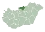 Map of Hungary highlighting Nógrád County