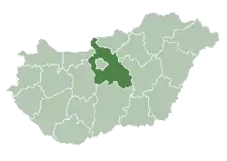 Map of Hungary highlighting Pest County