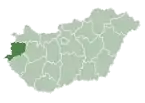 Map of Hungary highlighting Vas County