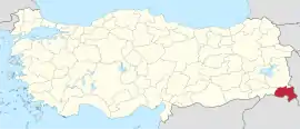 Location of the province within Turkey