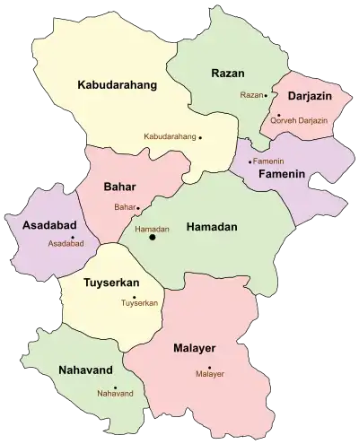 Counties of Hamadan Province