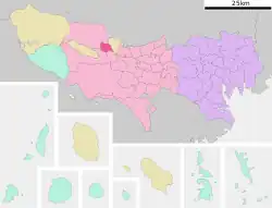 Location of Hamura in Tokyo Prefecture