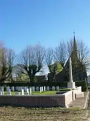 The military cemetery and church of Hannescamps