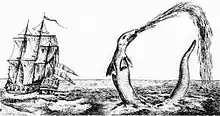 Sea serpent reported by Hans Egede in 1734, probably a giant squid