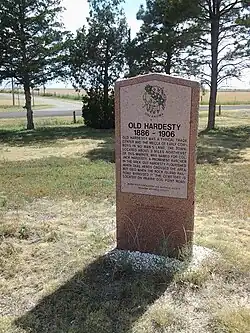 Historic marker on the western edge of Hardesty