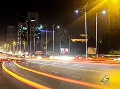 Night view of Blue Area, the commercial hub of the city.