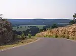 A view of the Texas Hill Country from a rural road in Hays County