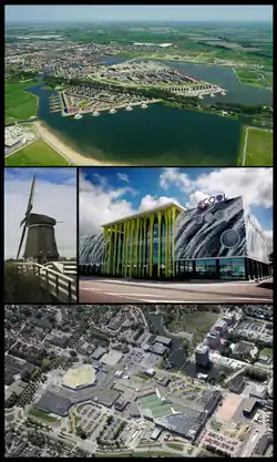 Images from top, left to right: Stad van de Zon, Veenhuizer wind mill, Cool theatre, shopping centre Middenwaard.