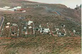 Several of the helicopter pads built for the inauguration ceremony can be seen under the now dismantled HEGRA array