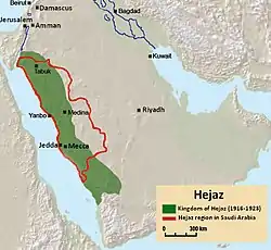 Map with the kingdom in green and the current region in red.