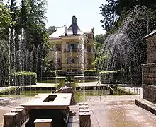 Partial view of the garden of Hellbrunn Palace in Salzburg (Austria)