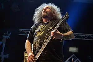 Embury at Hellfest with Napalm Death in 2018