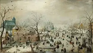 Winter Landscape with Ice Skaters (1608)