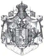 The coat of arms of the Duchy of Lorraine circa 1697