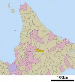 Location of Higashikawa in Hokkaido (Kamikawa Subprefecture)