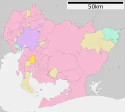 Location of Higashiura in Aichi Prefecture