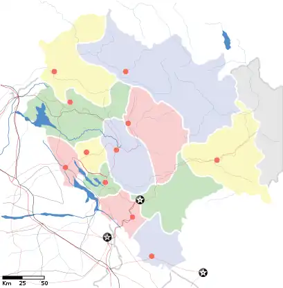 Map showing the subdivisions of Himachal Pradesh