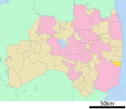 Location of Hirono in Fukushima Prefecture